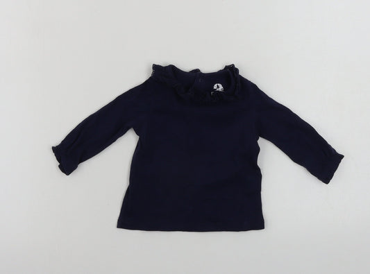 fred & flo Girls Blue   Basic T-Shirt Size 0-3 Months