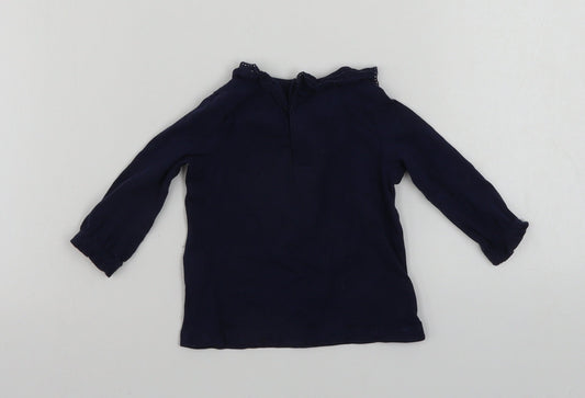 fred & flo Girls Blue   Basic T-Shirt Size 0-3 Months