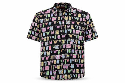 Mens UK Size 42 Snooker Black  Button-Up Short Sleeve Casual Shirt