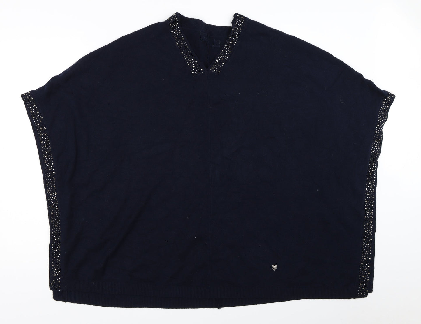 Womens UK Size One Size Preworn Blue Cape Jumper