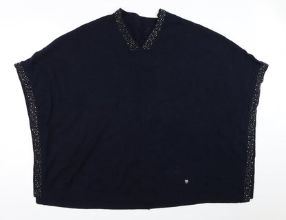 Womens UK Size One Size Preworn Blue Cape Jumper