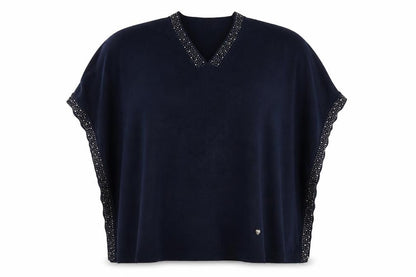 Womens UK Size One Size Preworn Blue Cape Jumper