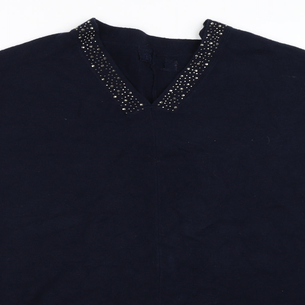 Womens UK Size One Size Preworn Blue Cape Jumper