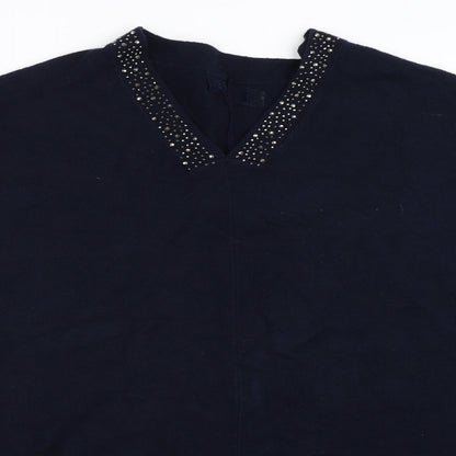Womens UK Size One Size Preworn Blue Cape Jumper