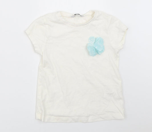 George Girls White   Basic T-Shirt Size 5-6 Years