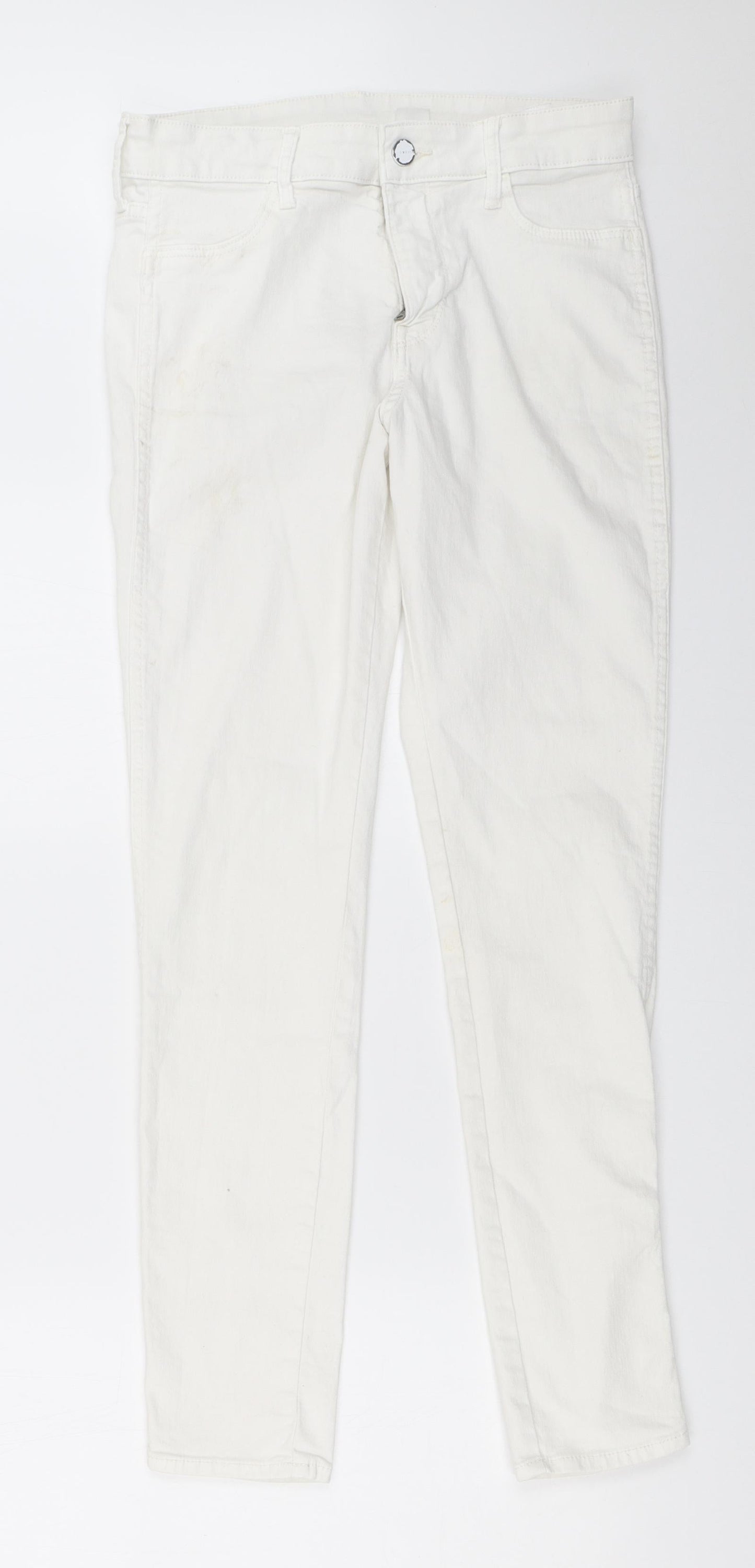 Womens UK Size 28 in H&M Regular Fit Skinny White Jeans