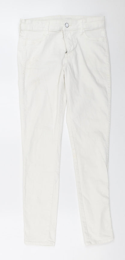 Womens UK Size 28 in H&M Regular Fit Skinny White Jeans