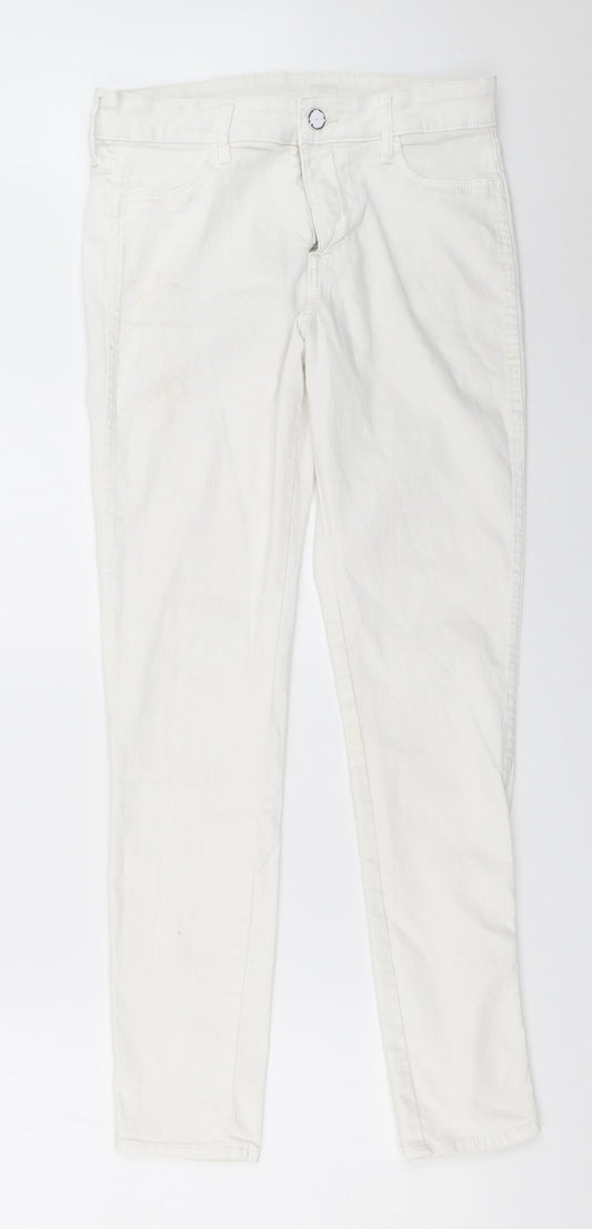 Womens UK Size 28 in H&M Regular Fit Skinny White Jeans