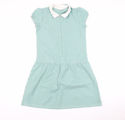 Matalan Girls Green Check  Shirt Dress  Size 10 Years