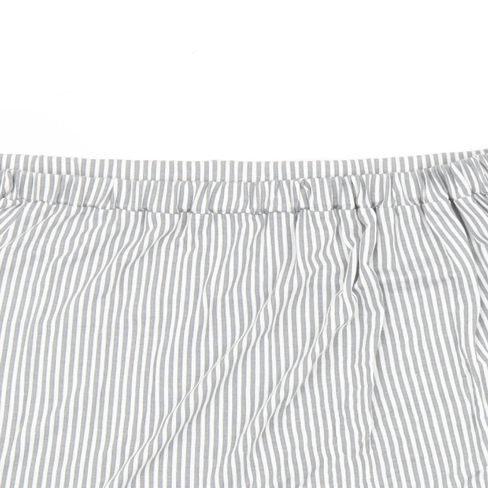 Boohoo Womens Grey Striped  Basic Blouse Size L