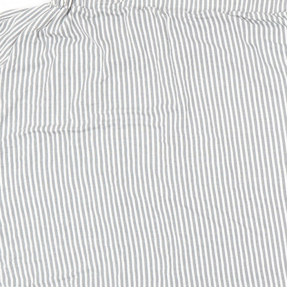 Boohoo Womens Grey Striped  Basic Blouse Size L