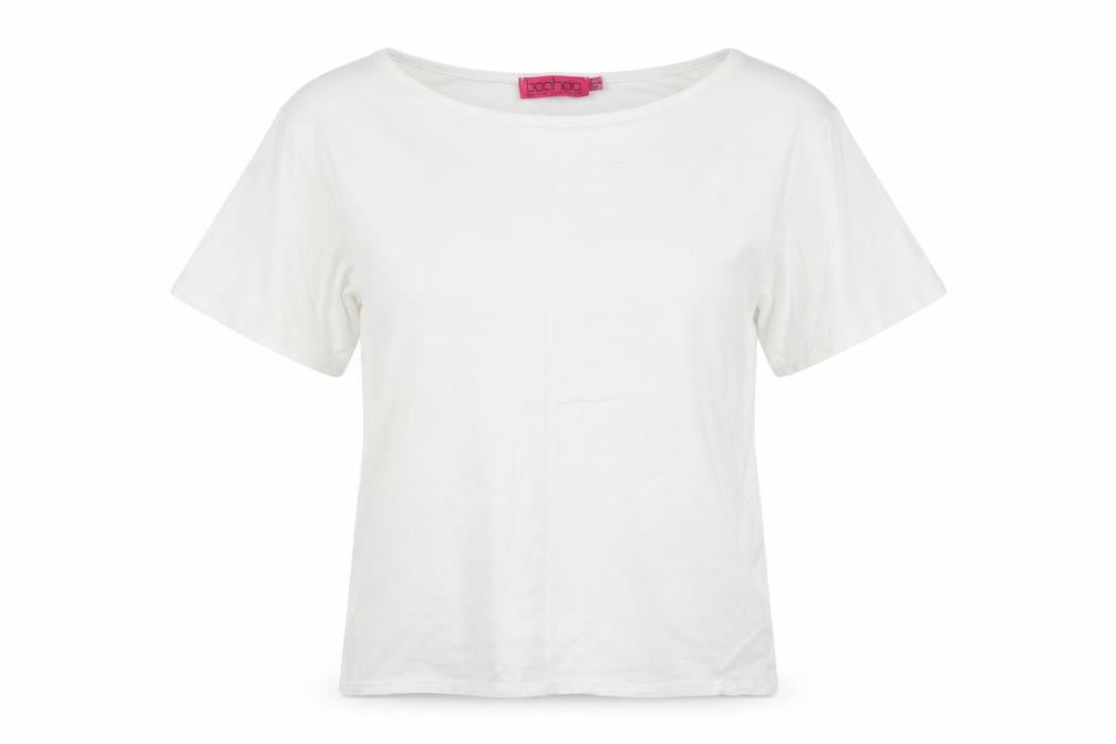 Womens UK Size 12 Boohoo Silver Basic T-Shirt