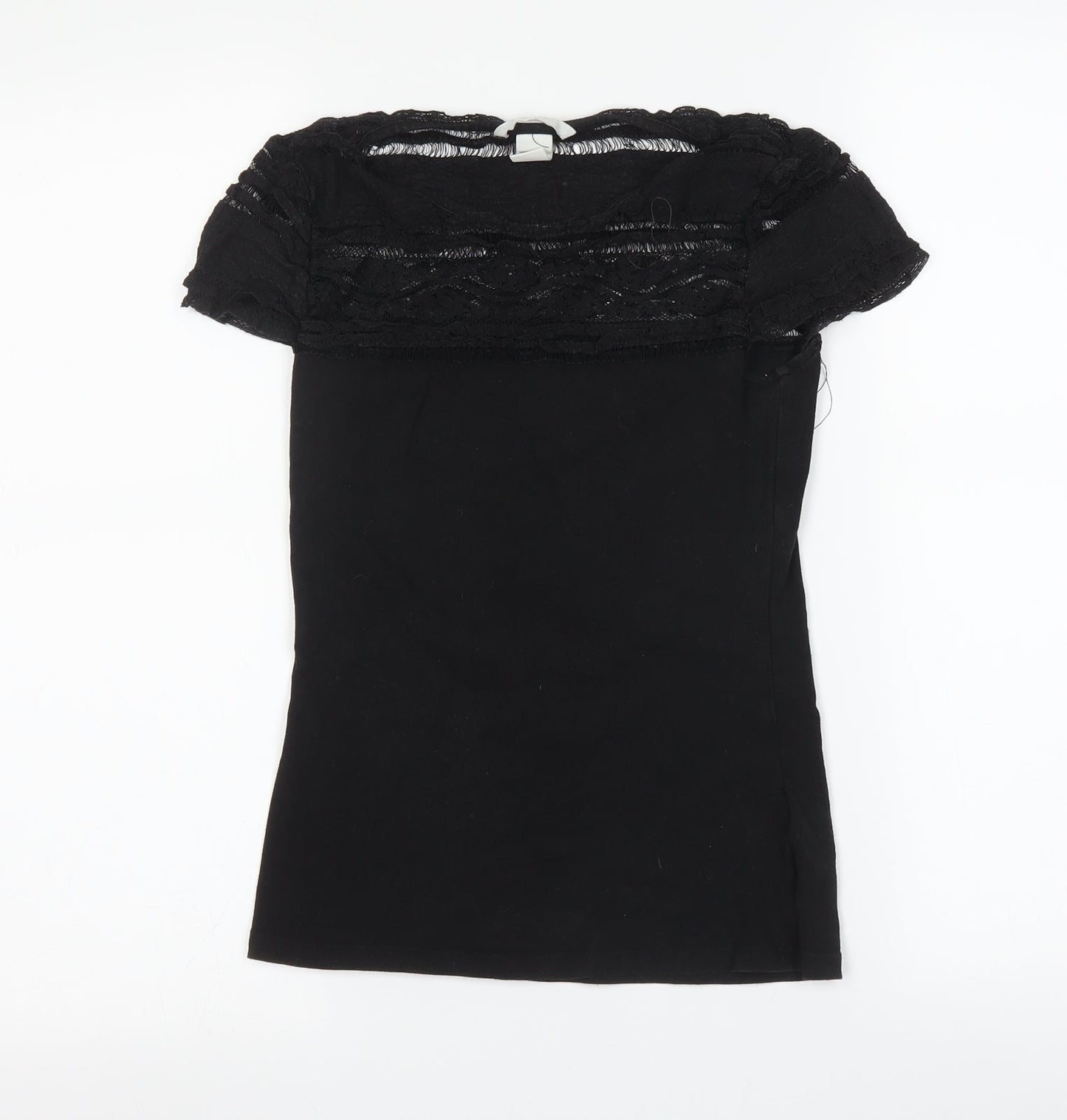 Womens UK Size XS H&M Black Basic T-Shirt