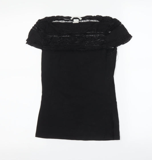 Womens UK Size XS H&M Black Basic T-Shirt