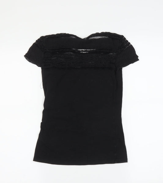 Womens UK Size XS H&M Black Basic T-Shirt