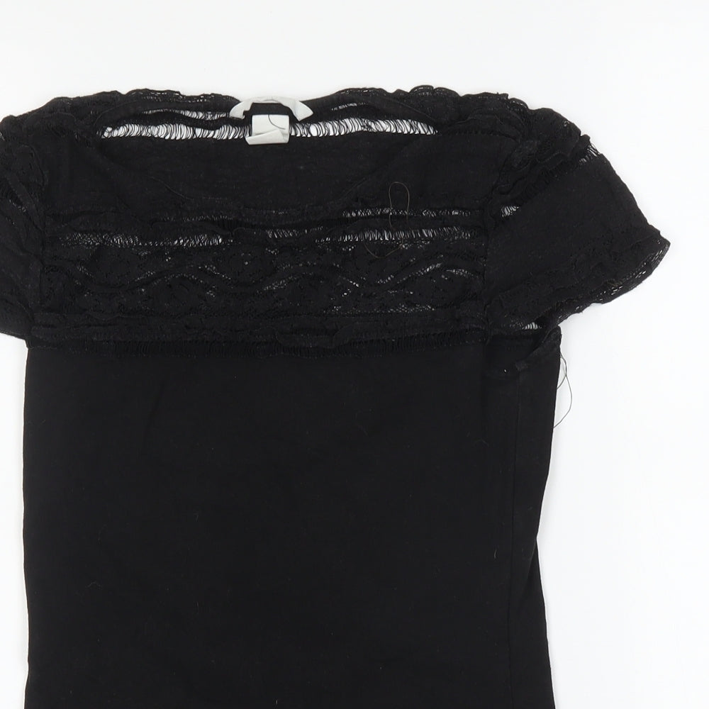 Womens UK Size XS H&M Black Basic T-Shirt