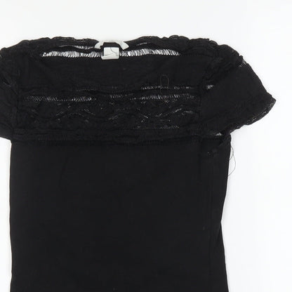 Womens UK Size XS H&M Black Basic T-Shirt