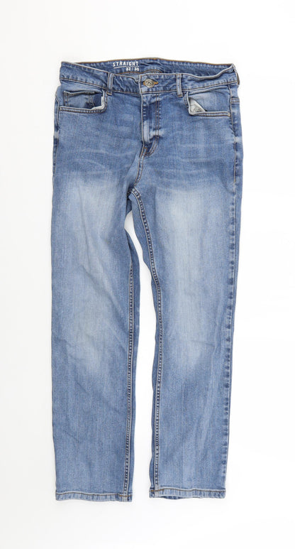 Mens UK Size 32 Preworn Regular Fit Straight Blue Jeans
