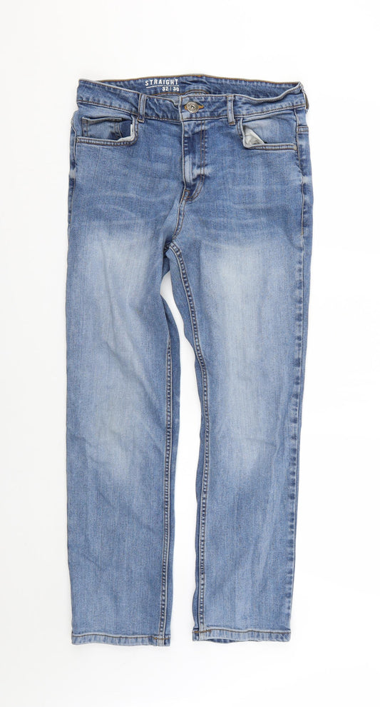 Mens UK Size 32 Preworn Regular Fit Straight Blue Jeans
