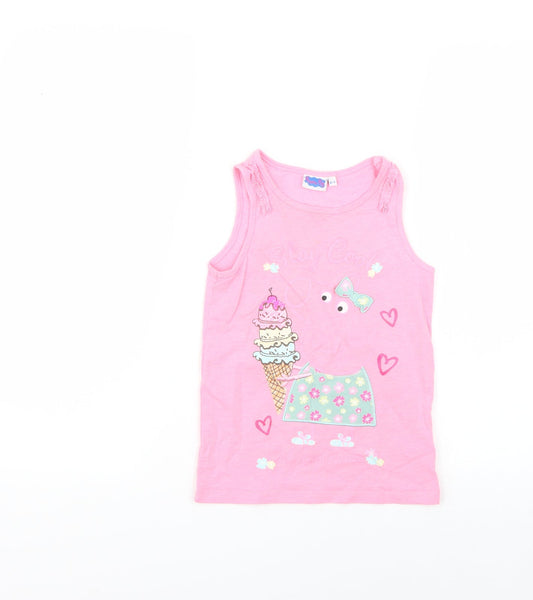F&F Girls Pink Geometric  Basic T-Shirt Size 6-7 Years  - peppa pig