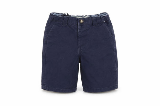 Front view of Denim & Co. boys’ blue chino shorts, size 3-4, years