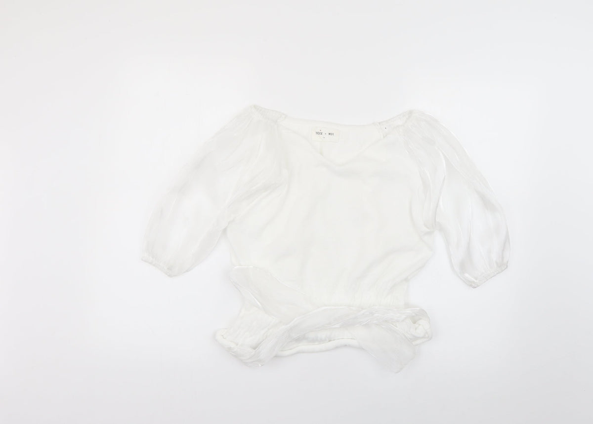 indie+ moi Womens White   Basic Blouse Size 12