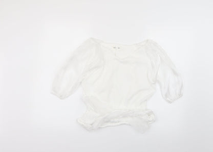 indie+ moi Womens White   Basic Blouse Size 12