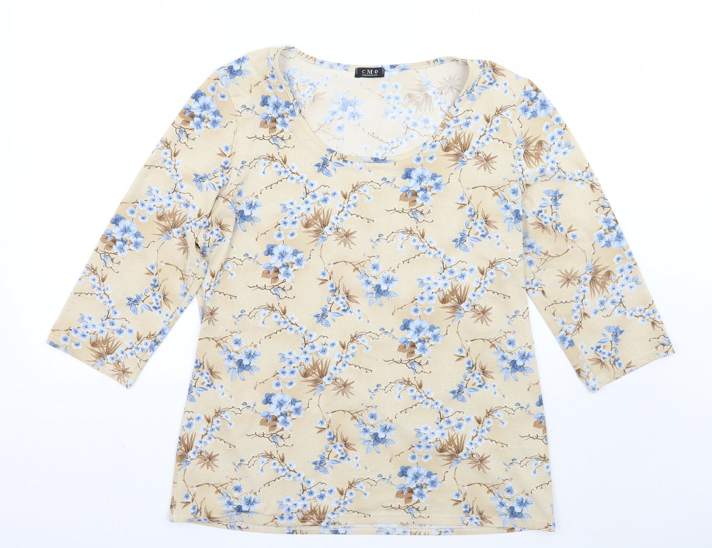 CMD Womens Beige Floral  Basic T-Shirt Size XL
