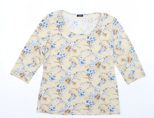 CMD Womens Beige Floral  Basic T-Shirt Size XL