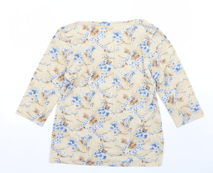 CMD Womens Beige Floral  Basic T-Shirt Size XL