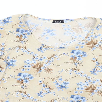 CMD Womens Beige Floral  Basic T-Shirt Size XL