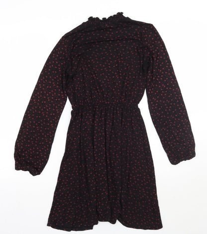 Select Womens Black Floral  A-Line  Size 6