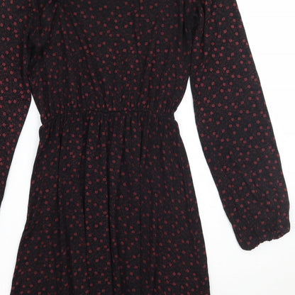 Select Womens Black Floral  A-Line  Size 6