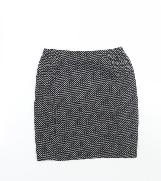 Papaya Womens Black Geometric  A-Line Skirt Size 8