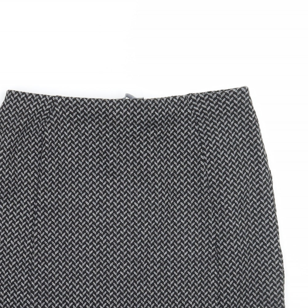 Papaya Womens Black Geometric  A-Line Skirt Size 8