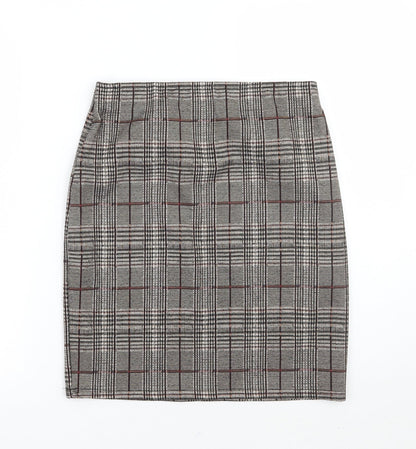 Dorothy Perkins Womens Brown Check  A-Line Skirt Size 8