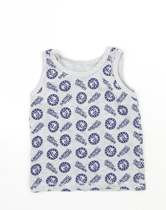 George Boys Grey Geometric  Basic Tank Size 4-5 Years