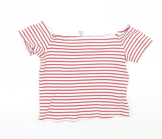 Womens UK Size M H&M White Cropped T-Shirt