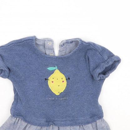 Mothercare Girls Blue Check  Babygrow One-Piece Size 6-9 Months