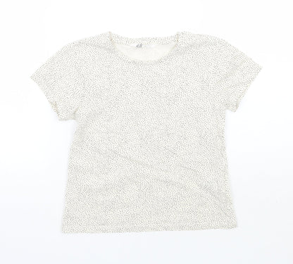 H&M Girls Beige Polka Dot  Basic T-Shirt Size 5 Years