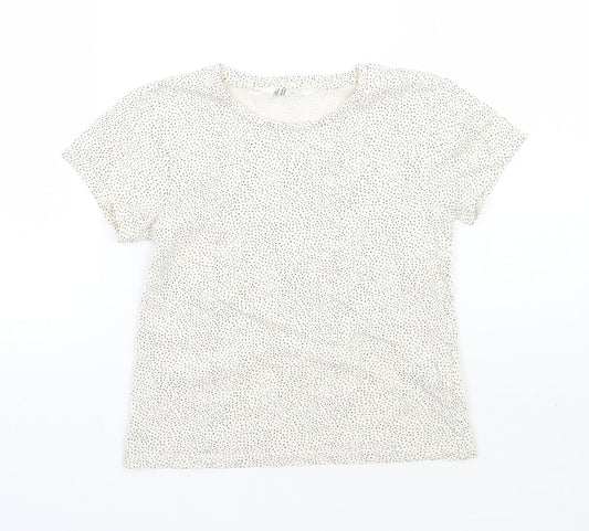 H&M Girls Beige Polka Dot  Basic T-Shirt Size 5 Years