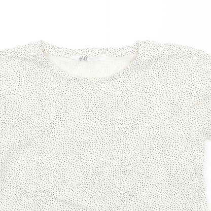 H&M Girls Beige Polka Dot  Basic T-Shirt Size 5 Years