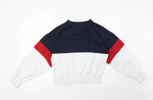 H&M Girls White Striped  Pullover Sweatshirt Size 11-12 Years