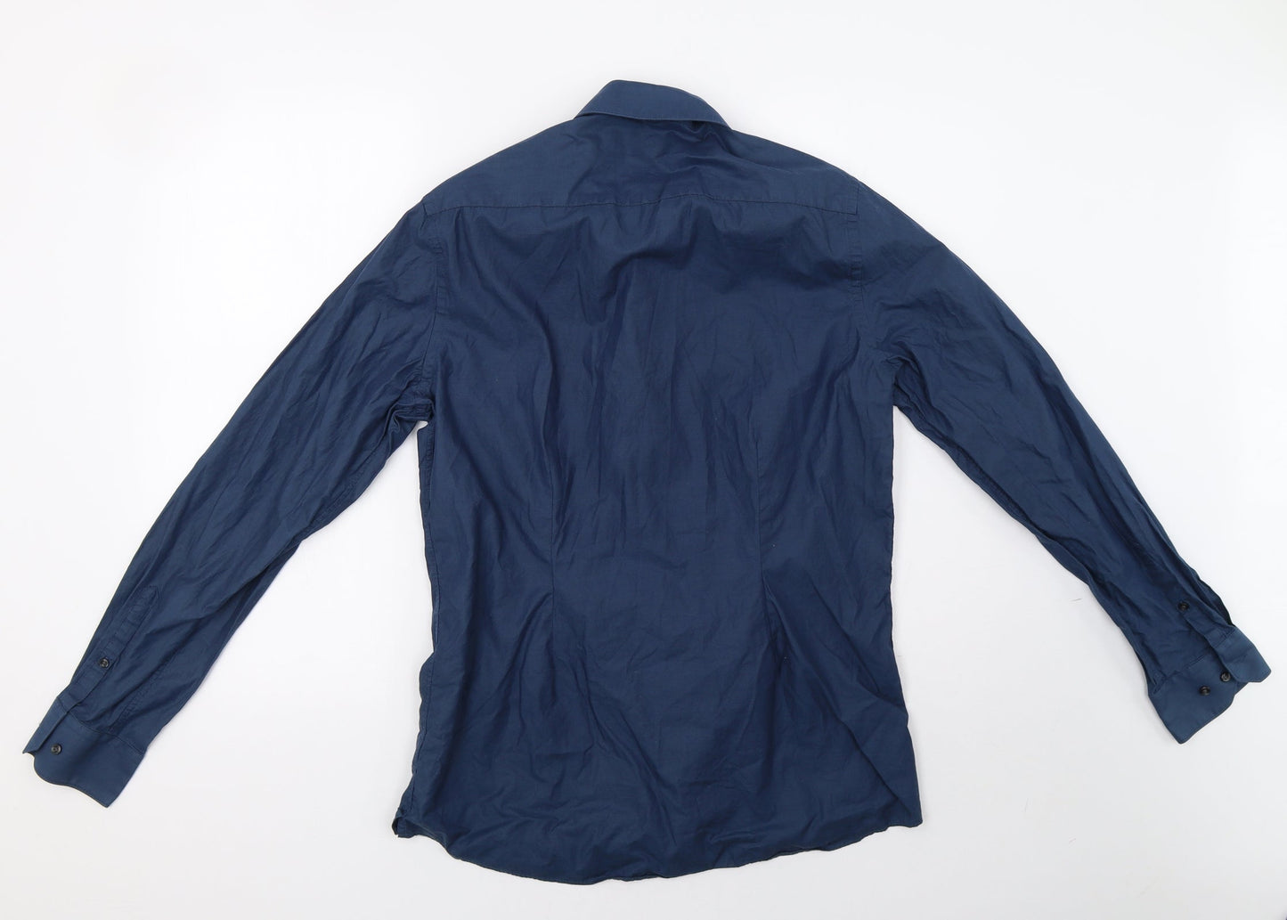 Mens UK Size 16 NEXT Blue  Button-Up Long Sleeve Casual Shirt