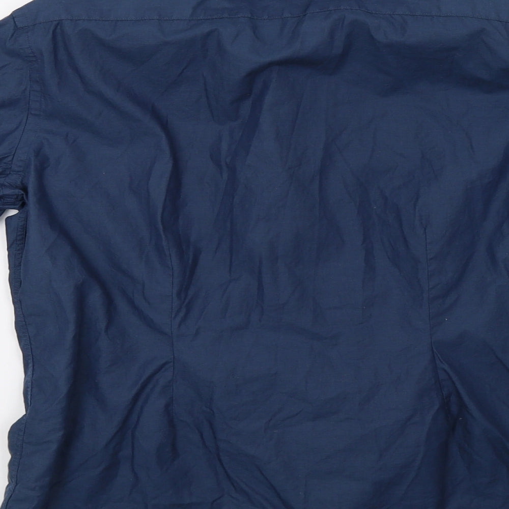Mens UK Size 16 NEXT Blue  Button-Up Long Sleeve Casual Shirt