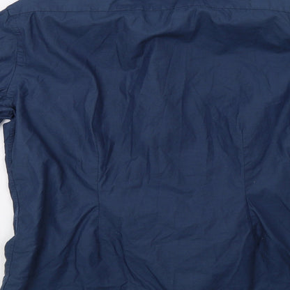 Mens UK Size 16 NEXT Blue  Button-Up Long Sleeve Casual Shirt