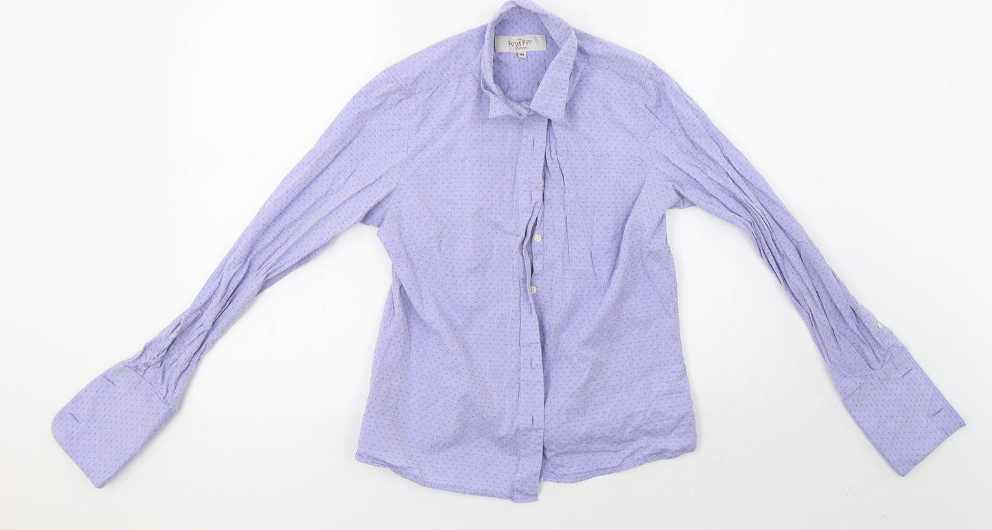 Savile Row Womens Purple Polka Dot  Basic Button-Up Size 10