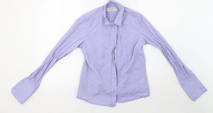 Savile Row Womens Purple Polka Dot  Basic Button-Up Size 10