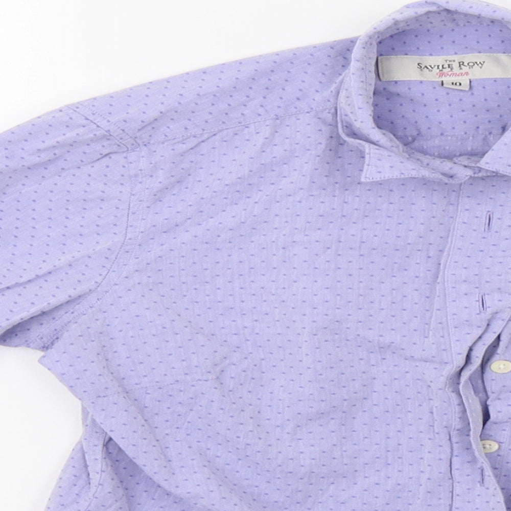 Savile Row Womens Purple Polka Dot  Basic Button-Up Size 10