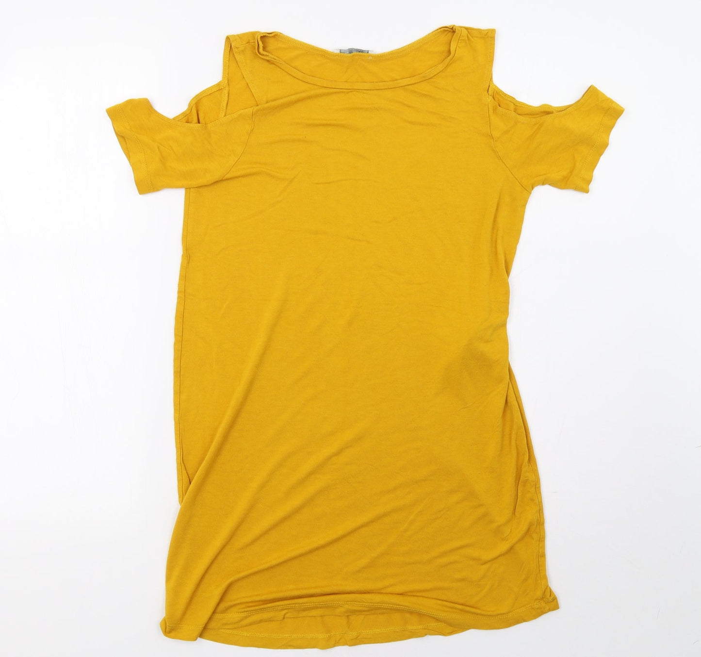 Womens UK Size S Zara Yellow Basic T-Shirt